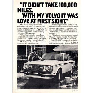 1979 Volvo GT 2 Door Sedan Vintage Print Ad Driveway Car Wash House Wall Art